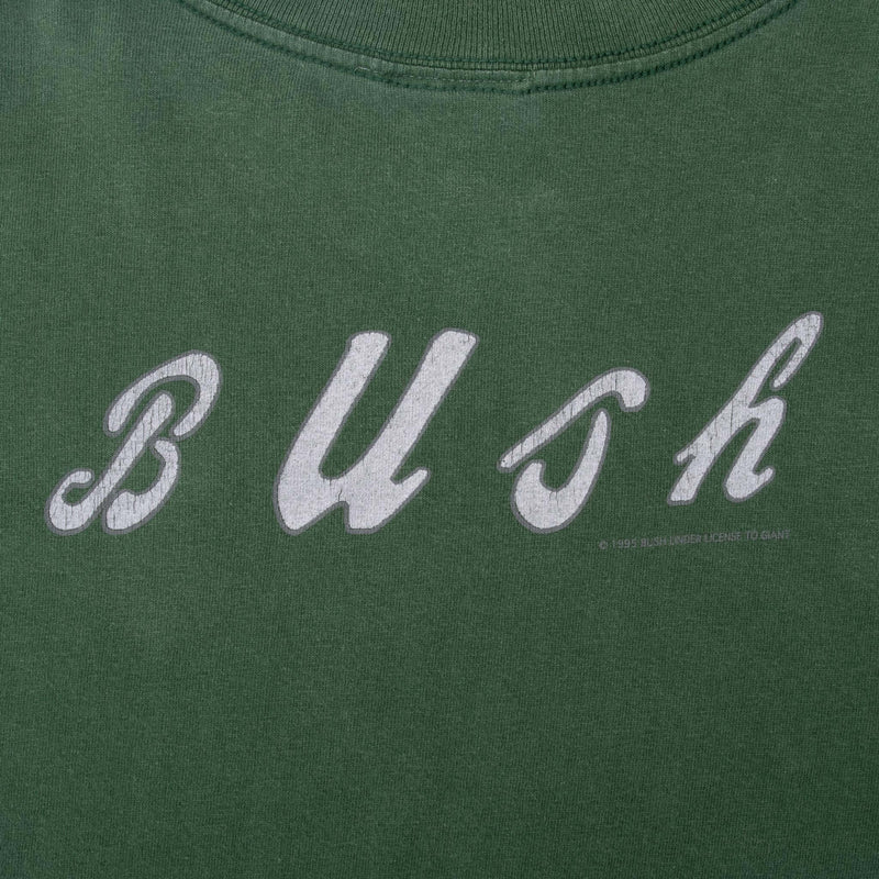 Vintage Bush 1995 Green Tee Shirt Size Large Giant Label