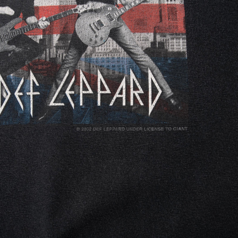 Vintage Def Leppard Union Jack 2002 Black Tee Shirt Size XL