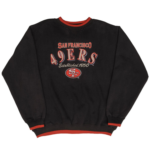 Vintage Nfl San Francisco 49Ers 1990S Embroidered Black Sweatshirt Size XL