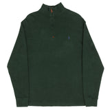 POLO RALPH LAUREN SUÉTER VERDE PINO CON CREMALLERA DE 1/4, TALLA GRANDE, ALTA