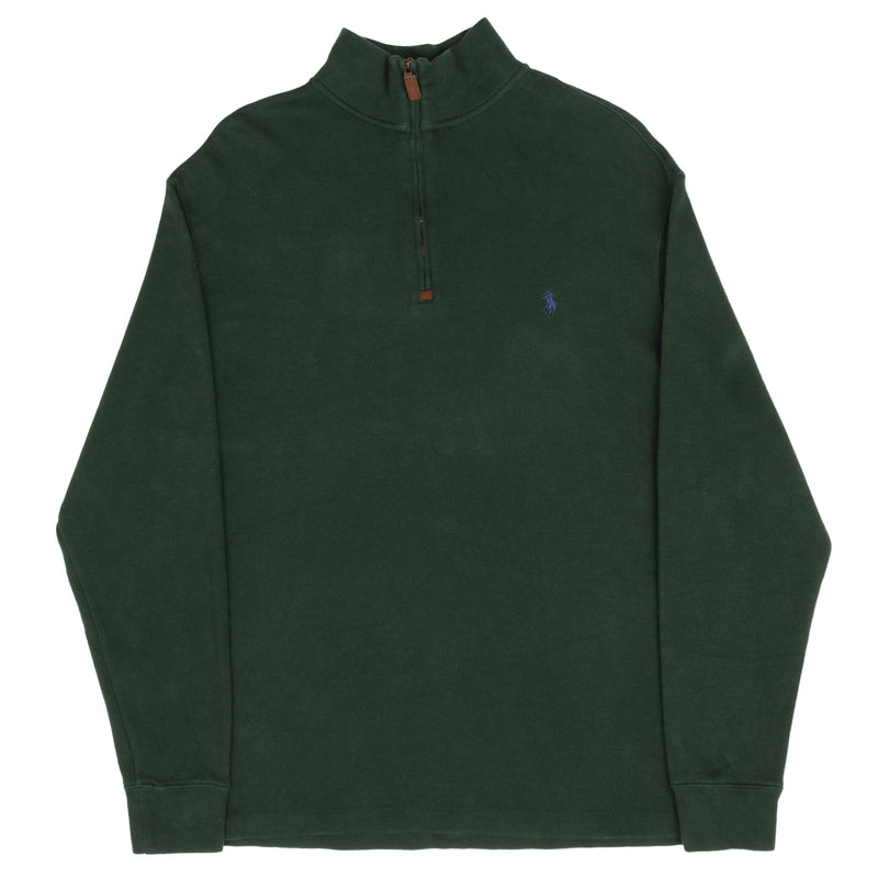 POLO RALPH LAUREN SUÉTER VERDE PINO CON CREMALLERA DE 1/4, TALLA GRANDE, ALTA