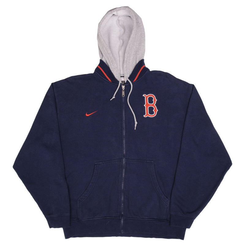 Vintage Mlb Boston Red Sox Full Zip Nike Hoodie Sweatshirt 1990S Size Large