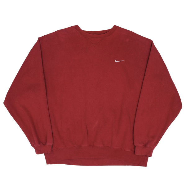 Vintage Red Bordeaux Nike Classic Swoosh Sweatshirt 1990S Size 2Xl