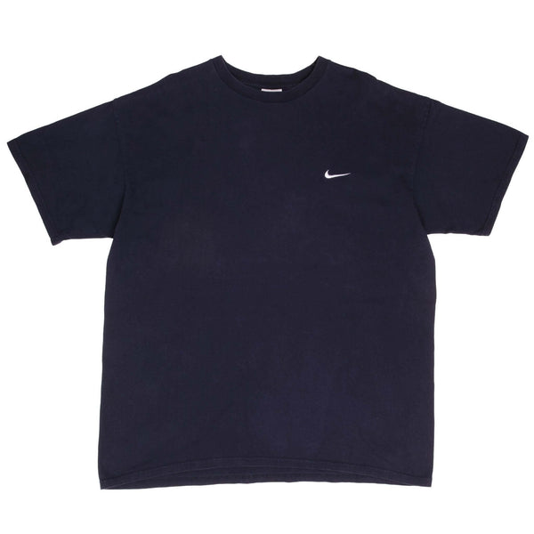 Vintage Nike Navy Classic Swoosh Tee Shirt 1990S Size XL