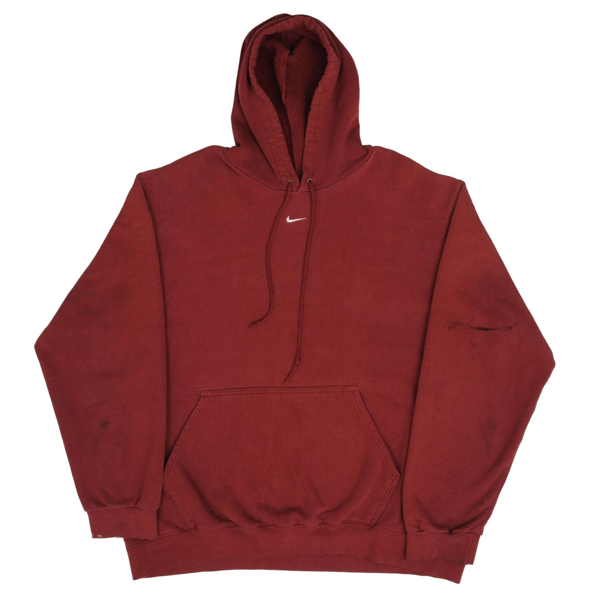 VINTAGE NIKE MIDDLE SWOOSH TRAVIS SCOTT BURGUNDY HOODIE SWEATSHIRT 2000S SIZE XL