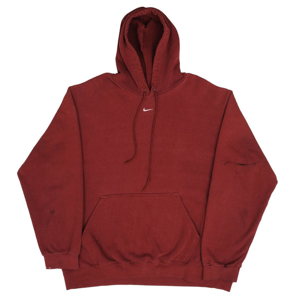 Vintage Nike Middle Swoosh Travis Scott Burgundy Hoodie Sweatshirt 2000S Size XL