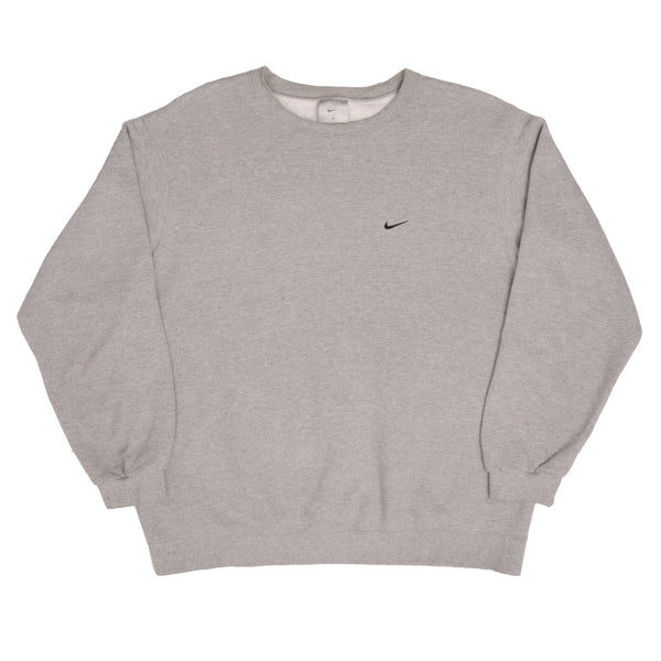 Vintage Nike Swoosh Grey Crewneck Sweatshirt 2000S Size XL