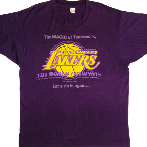 CAMISETA VINTAGE NBA LA LAKERS AÑOS 80 TALLA GRANDE FABRICADA EN EE. UU.