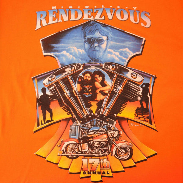 Vintage Harley Davidson Rendez Vous 17th Annual Staff Tee Shirt 1995 Size Medium Made In USA