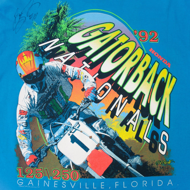 VINTAGE SIGNED AMA MOTOCROSS GATORBACK NATIONAL 1992 TEE SHIRT LARGE MADE USA