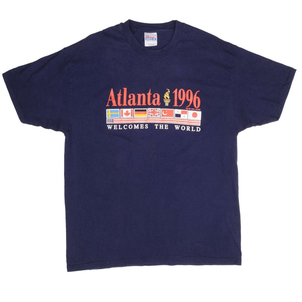 Vintage Atlanta Olympics 1996 Tee Shirt Size Large With Single Stitch Sleeves Made In USA