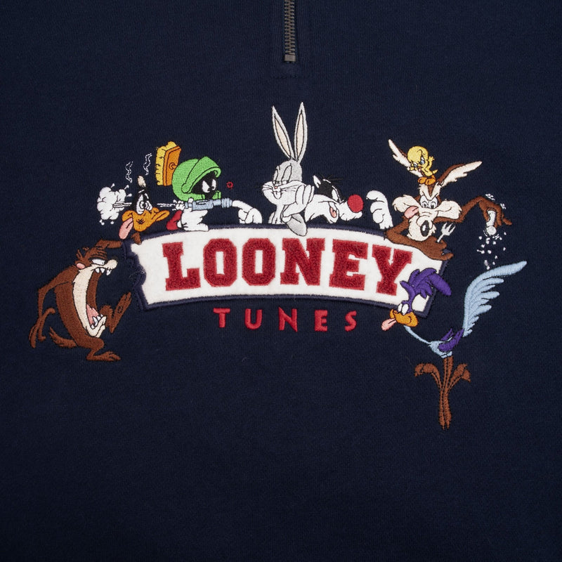 Vintage Looney Tunes Quarter Zip Embroidered Sweatshirt 1998 size Large