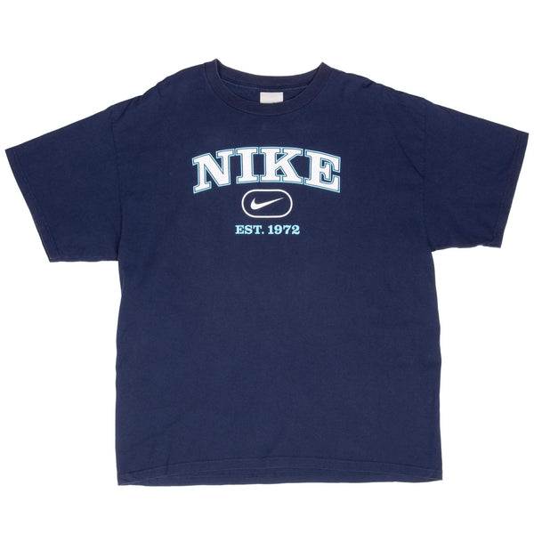 Vintage Nike Spellout Navy Blue Tee Shirt 2000S Size XL