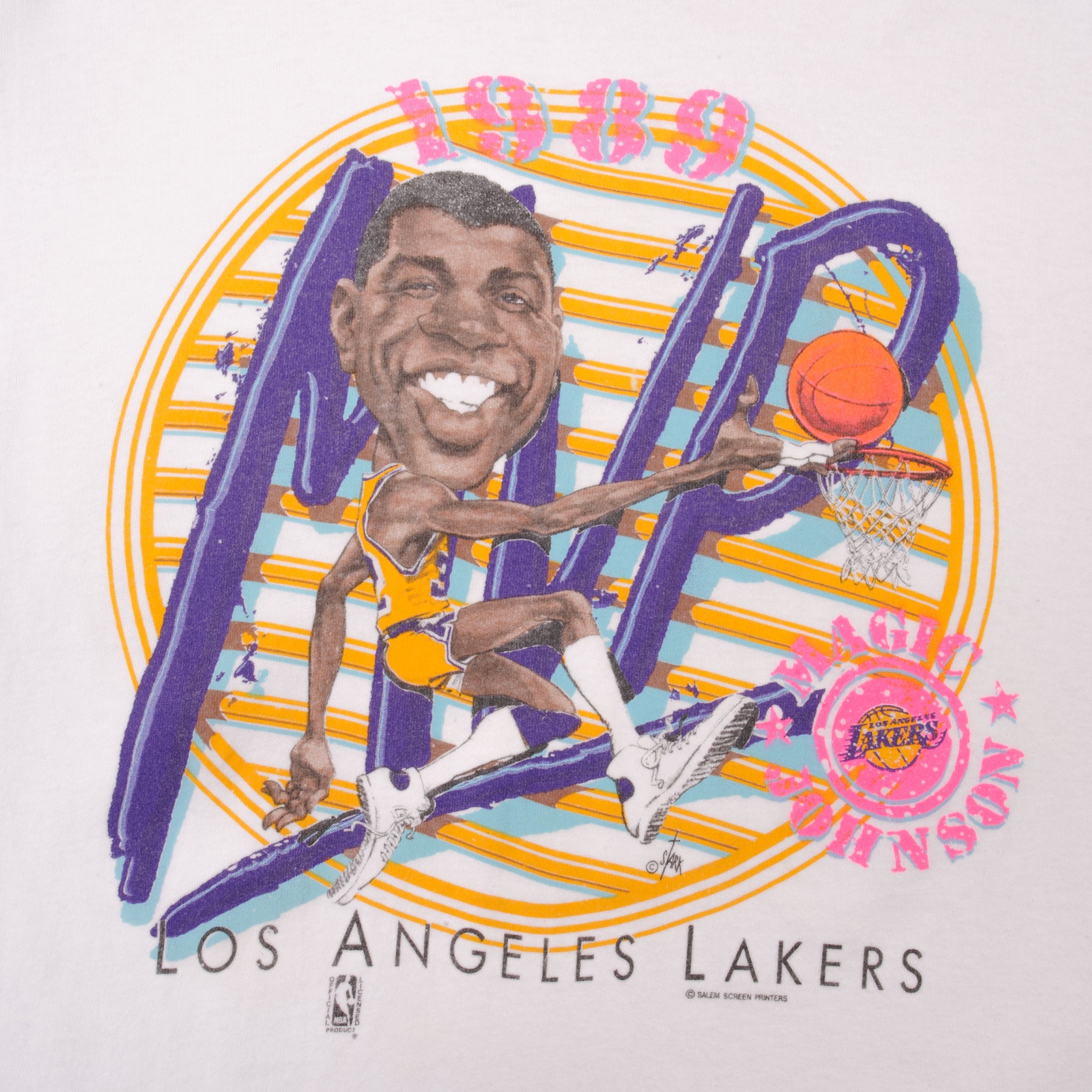 Vintage NBA La Lakers Magic Johnson Tee Shirt 1989 XL Made in USA