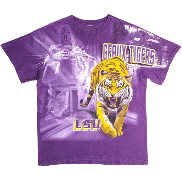 Vintage All Over Print Louisiana State University Tigers Bayou Bengals Tee Shirt Size Large.