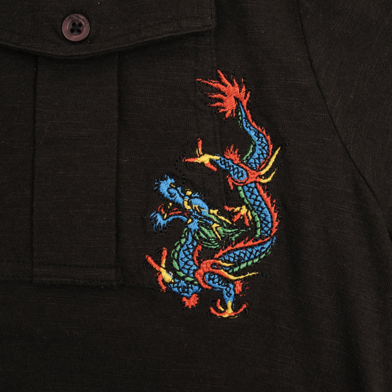 Vintage Ed Hardy By Christian Audigier Dragon Embroidered Polo Shirt 2000S Size XL Deadstock