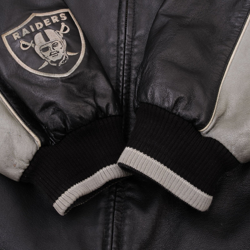 Vintage NFL Los Angeles Raiders Leather Jacket 1990S Size XL 