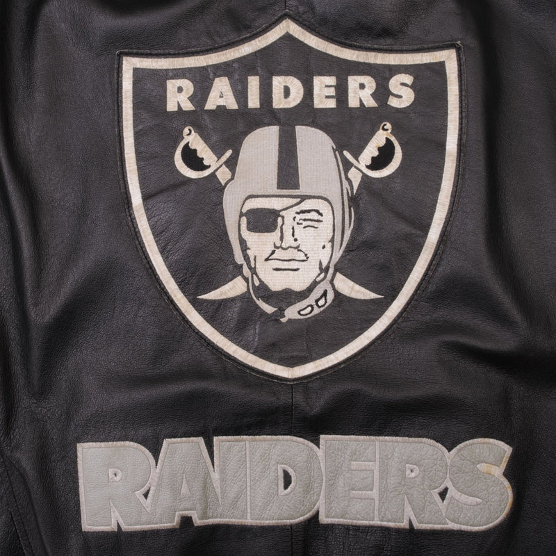 Vintage NFL Los Angeles Raiders Leather Jacket 1990S Size XL 