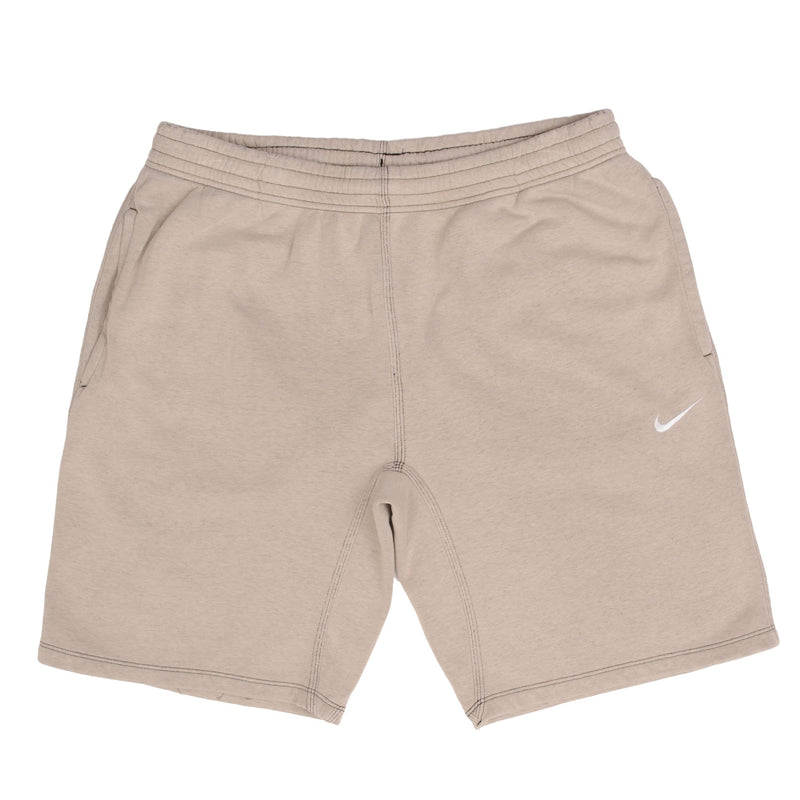 Vintage Nike Classic Swoosh Custom Made In The USA Beige Mid Length Shorts Available in Size Small, Medium, Large and XL. Up-cycled from Nike Joggers and Dye to a Pastel Beige color