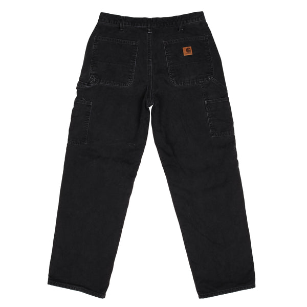 Vintage Carhartt Carpenter Flannel Lined Black Pants Size 32X30