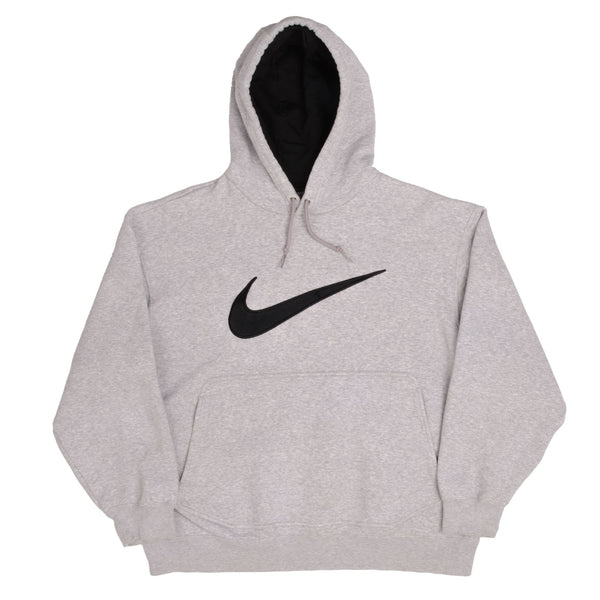 Vintage Gray Nike Big Swoosh Hoodie 2000S Size Medium