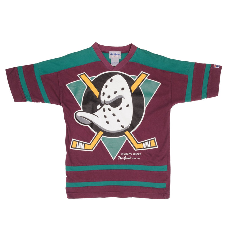 CAMISETA ANTIGUA DE LA NHL DE LOS ANAHEIM MIGHTY DUCKS DE 1994, TALLA MEDIANA PARA NIÑOS (10-12)