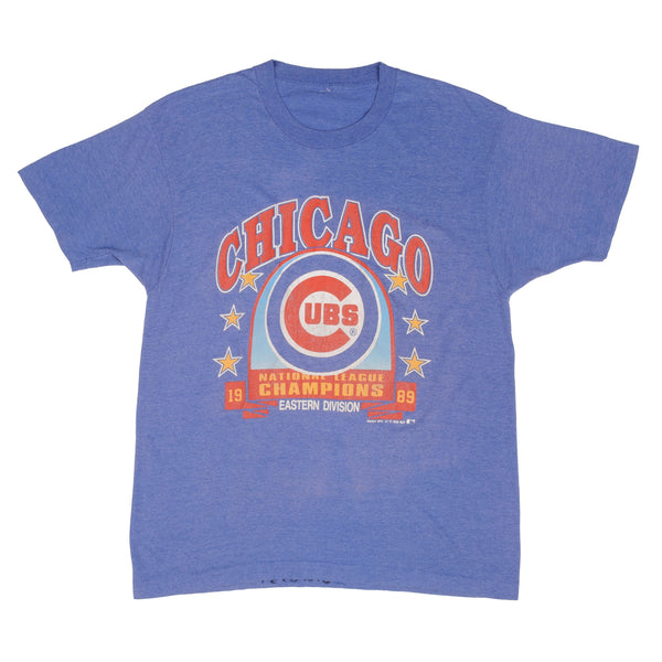 Vintage Mlb Chicago Cubs Champions 1989 Tee Shirt Size Medium Made In USA With Single Stitch Sleeves