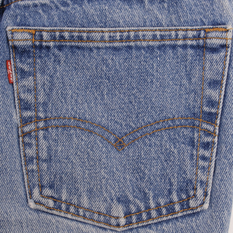 Beautiful Indigo Levis 501 Short Jeans Made in USA with a light blue wash 1990S  Size 26  Back Button #544