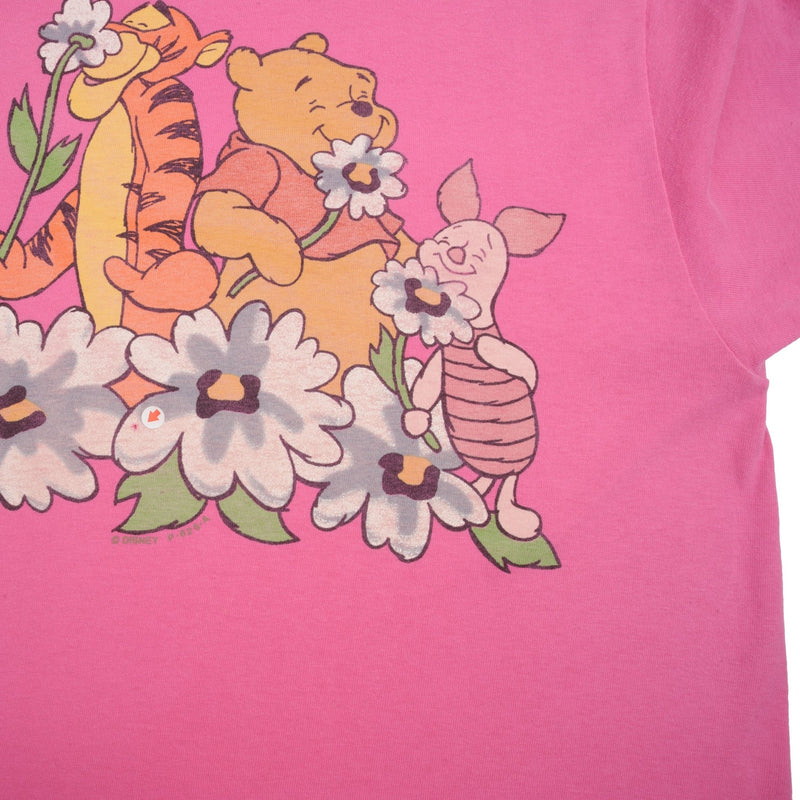 VINTAGE DISNEY WINNIE THE POOH FLOWER 1990S PINK TEE SHIRT SIZE XL