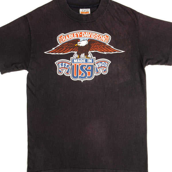 CAMISETA VINTAGE HARLEY DAVIDSON DE PRINCIPIOS DE LA DÉCADA DE 1980, TALLA MEDIANA, FABRICADA EN EE. UU.