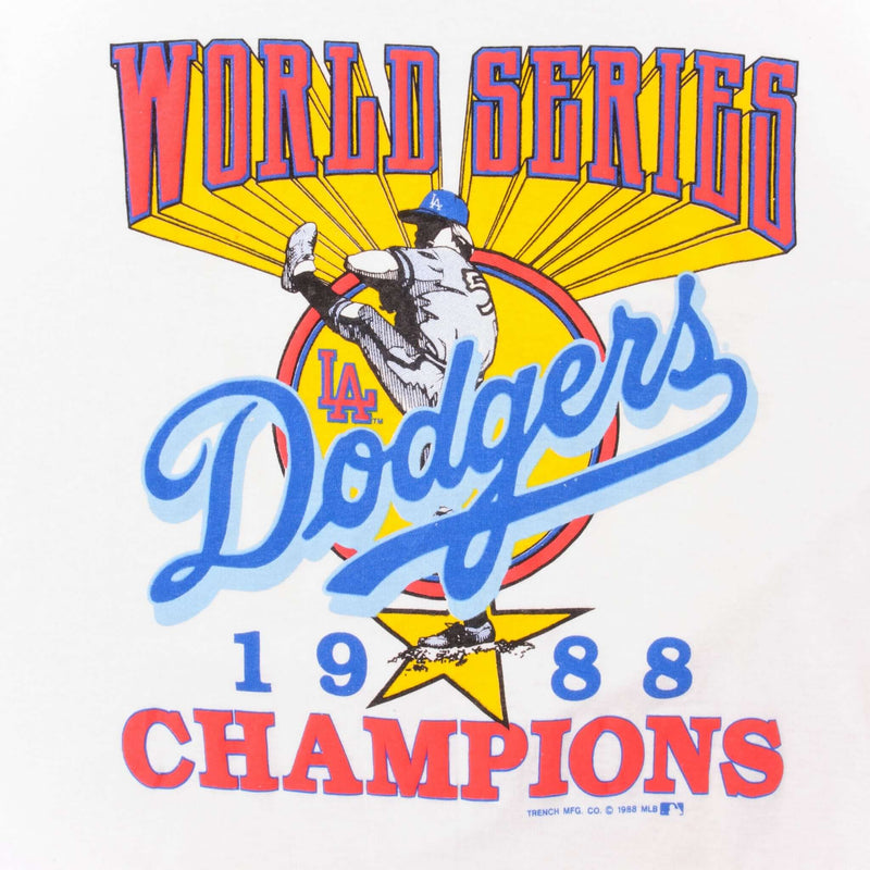 Vintage MLB Los Angeles Dodgers World Series Champions 1988 Tee Shirt Size XL Made In USA With Single Stitch Sleeves 