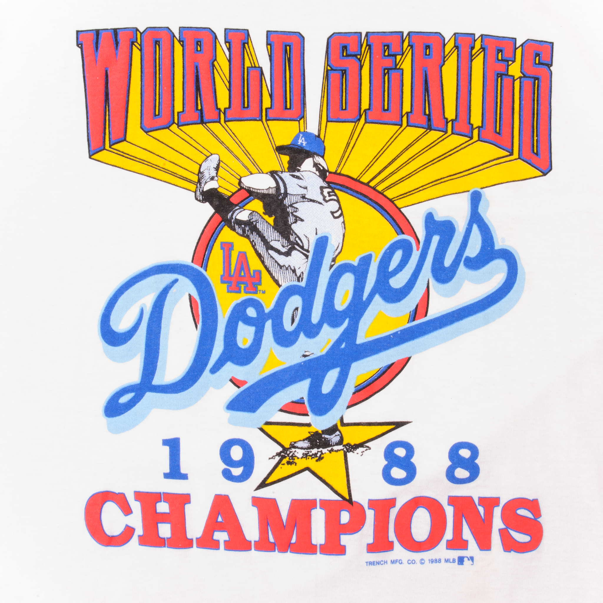 VINTAGE MLB LOS ANGELES DOGERS CHAMPIONS 1988 TEE SHIRT XL MADE