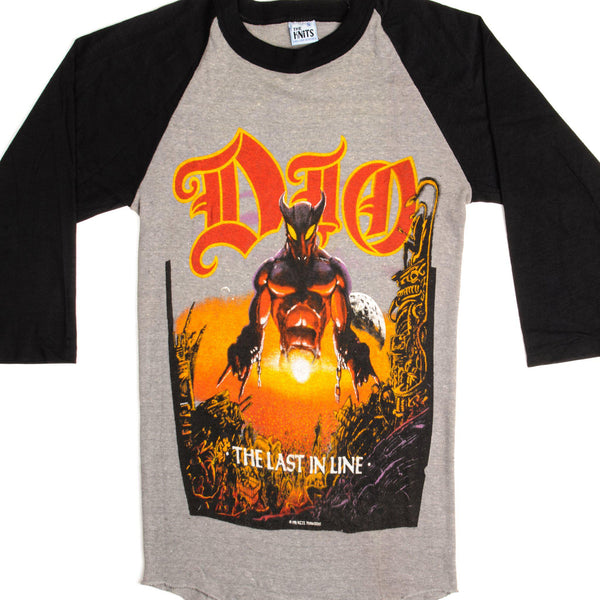 CAMISETA RAGLÁN VINTAGE DIO THE LAST IN LINE TOUR 1984 TALLA XS FABRICADA EN EE. UU.