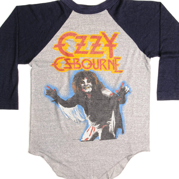 CAMISETA RAGLÁN VINTAGE DE OZZY OSBOURNE, AÑOS 80, TALLA XS