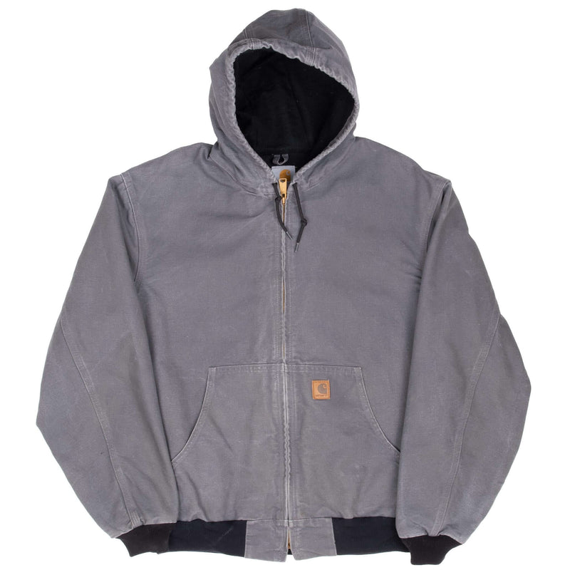 Vintage Carhartt Grey J208 GVL Active Jacket With Hood 2000S Size XL