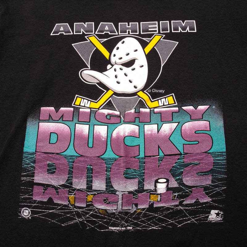 CAMISETA VINTAGE STARTER DE LA NHL ANAHEIM MIGHTY DUCKS 1993 TALLA XL FABRICADA EN EE. UU.