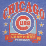 Vintage Mlb Chicago Cubs Champions 1989 Tee Shirt Size Medium Made In USA With Single Stitch Sleeves