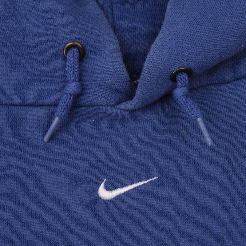 Vintage Blue Nike Center Swoosh Hoodie 1990S Size Medium Made In USA Travis Scott