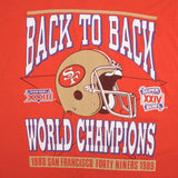 Vintage NFL San Francisco 49ERS Super Bowl XXIV Champion 1989 Tee Shirt Size Large Made In USA With Single Stitch Sleeves.