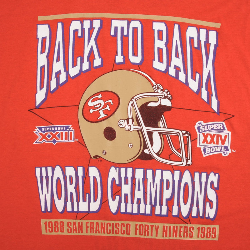 Vintage NFL San Francisco 49ERS Super Bowl XXIV Champion 1989 Tee Shirt Size Large Made In USA With Single Stitch Sleeves.