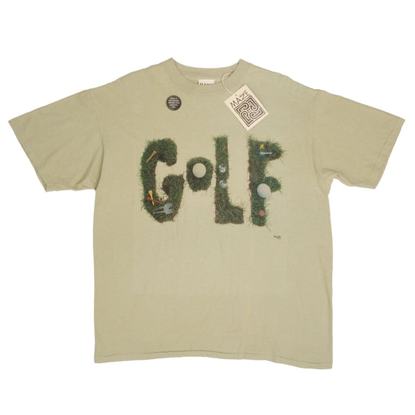 Vintage Maze Golf Tee Shirt 1993 Size Large Made In USA With Single Stitch Sleeves. Deadstock with tags