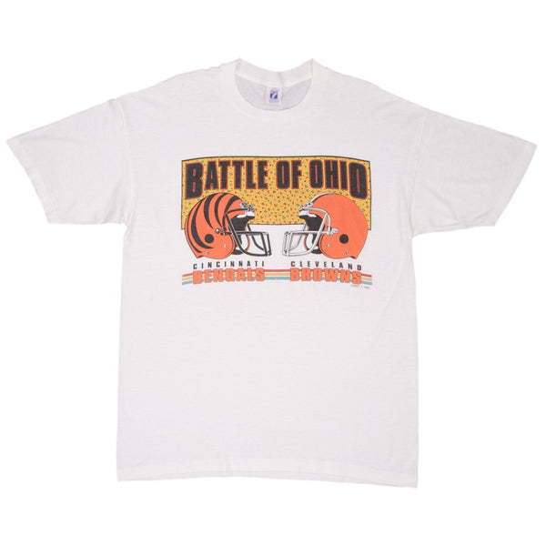 Vintage NFL Battle Of Ohio Cincinnati Bengals Vs Cleveland Browns Tee Shirt 1990S Size XL Made In Usa