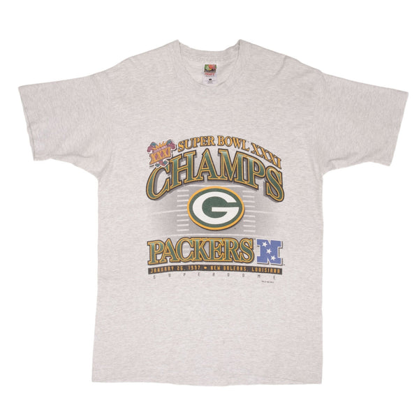 Vintage NFL Green Bay Packers Super Bowl Champions 1997 Tee Shirt Size Large Made In USA With Single Stitch Sleeves