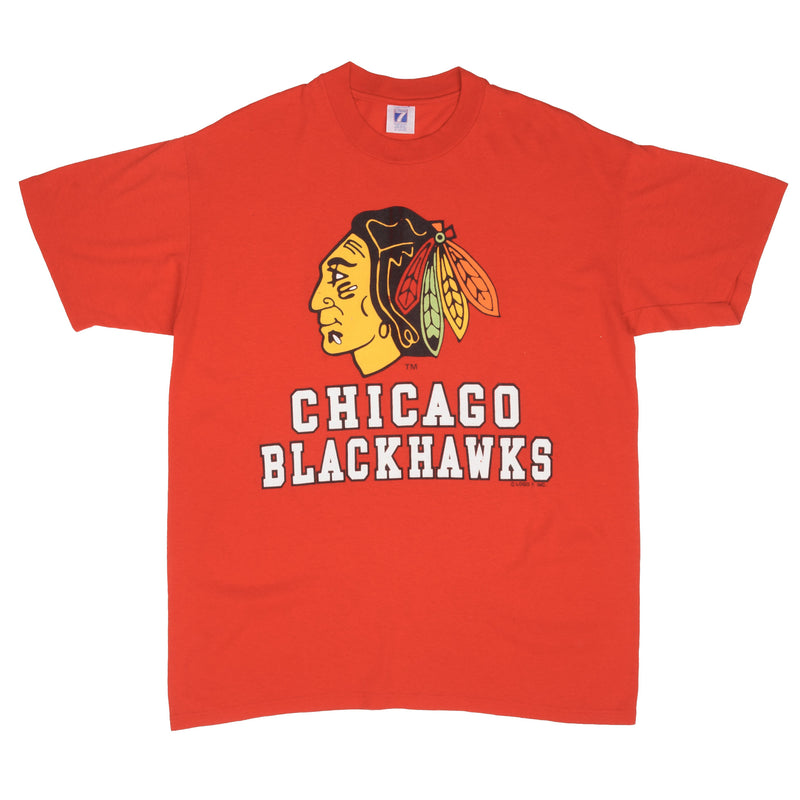 Vintage NHL Chicago Blackhawks 1990S Tee Shirt Size Large Made In USA With Single Stitch Sleeves