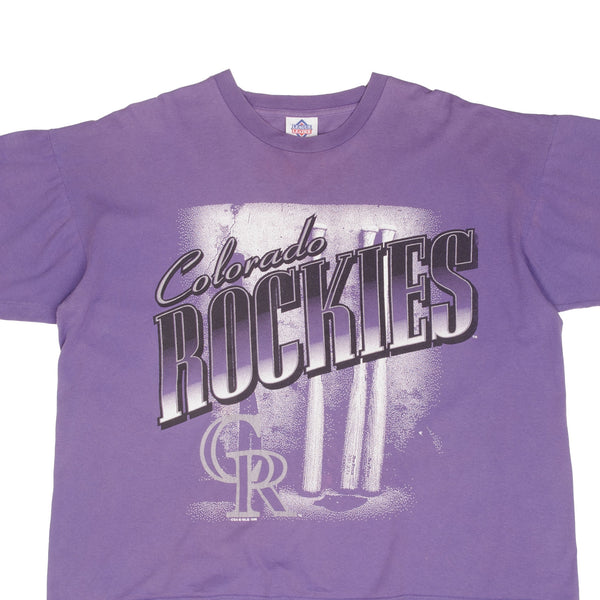 Vintage Purple MLB Colorado Rockies Tee Shirt 1996 Size XL