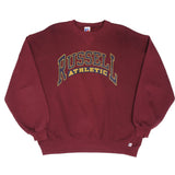 Vintage Russell Athletic Spellout Red Burgundy Sweatshirt 1990S XL Made In Usa