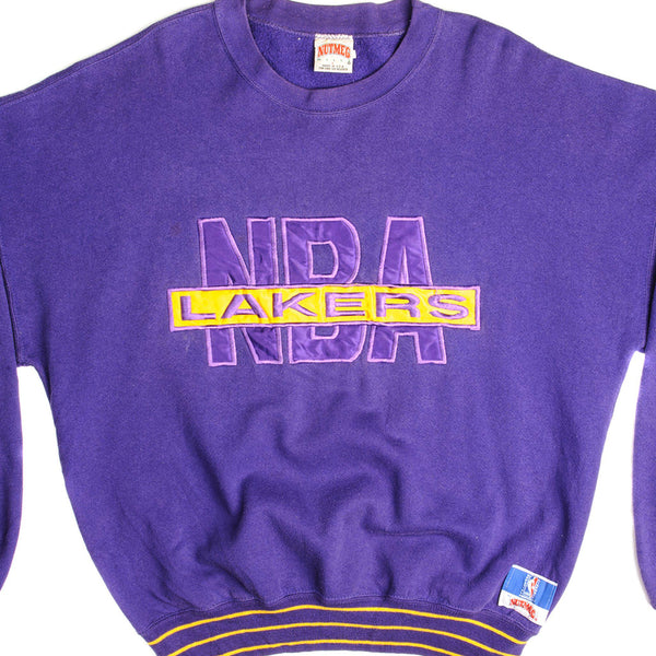 SUDADERA VINTAGE NBA LOS ANGELES LAKERS TALLA GRANDE FABRICADA EN EE. UU. AÑOS 90