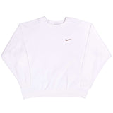 Vintage Nike Classic Swoosh White Sweatshirt 1990S XL Made In Usa