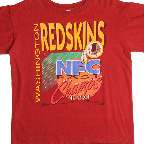 CAMISETA VINTAGE DE LOS WASHINGTON REDSKINS DE LA NFC, TALLA GRANDE, 1991, FABRICADA EN EE. UU.