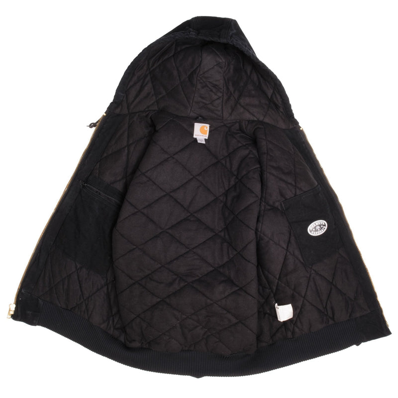 CHAQUETA ACTIVA CON CAPUCHA CARHARTT VINTAGE NEGRA J140BLK TALLA MEDIANA FABRICADA EN EE. UU.